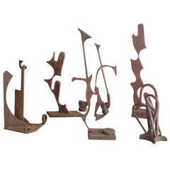 Collection of Naive Art Modernist Iron Garden Sculptures 8