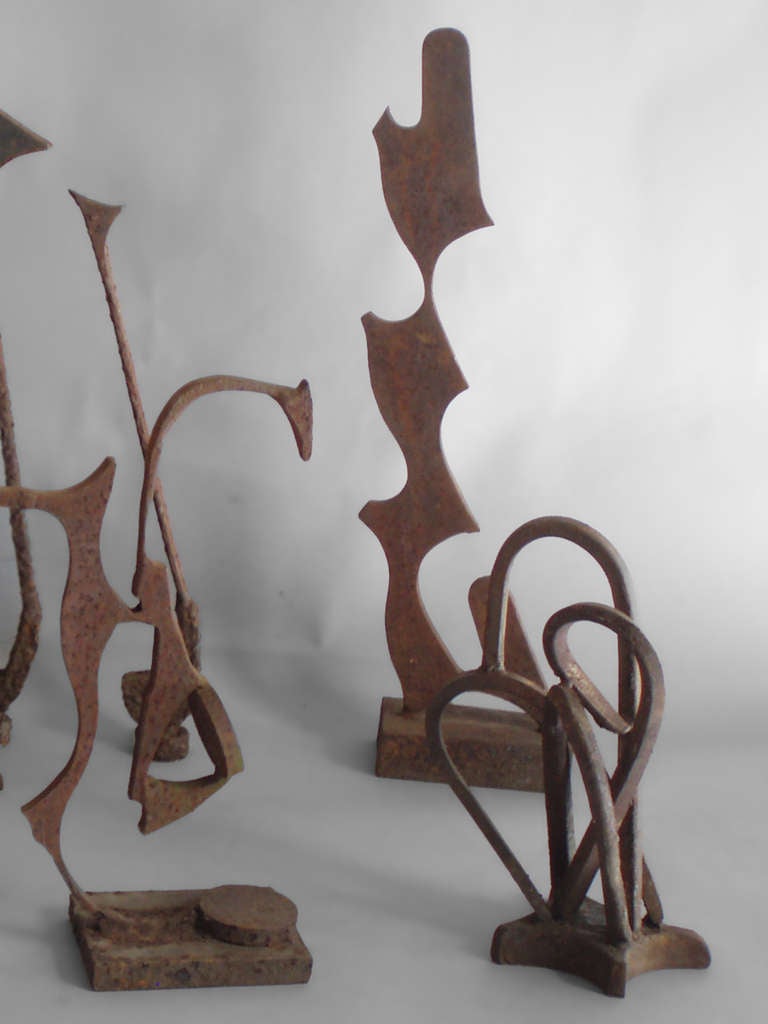 Collection of Naive Art Modernist Iron Garden Sculptures For Sale at 1stdibs
