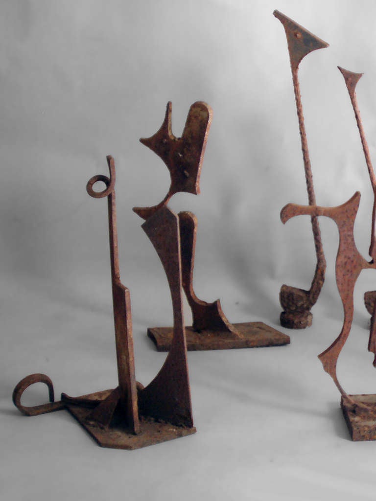 Collection of Naive Art Modernist Iron Garden Sculptures For Sale at