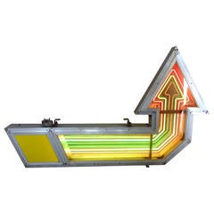 Vintage Large Two-Sided Multicolor Flashing Neon Arrow