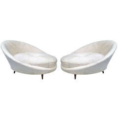 Retro Oversize Pair of Partners Saucer Chairs