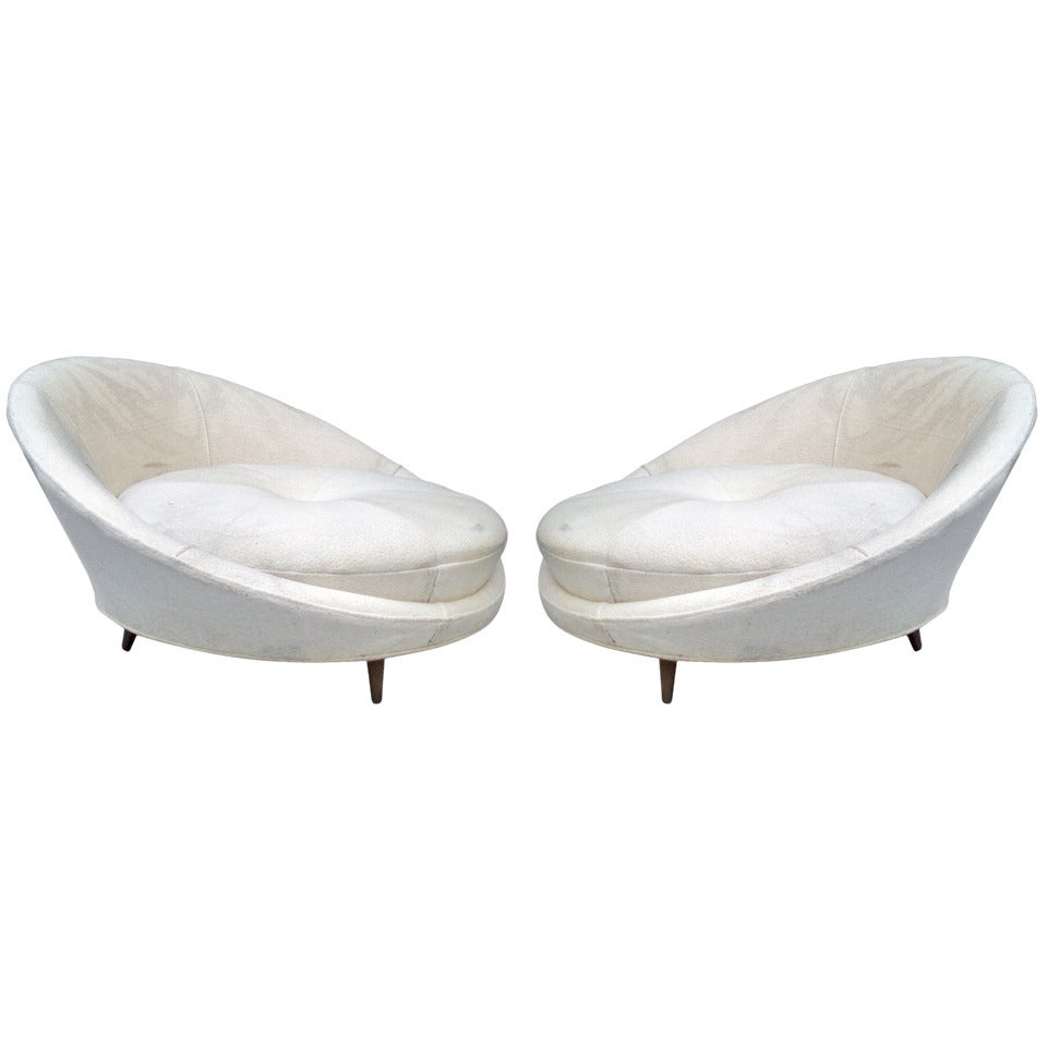 Oversize Pair of Partners Saucer Chairs
