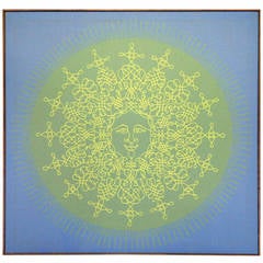 Large Silkscreen of Happy Sun on Canvas by Tom Tru 6