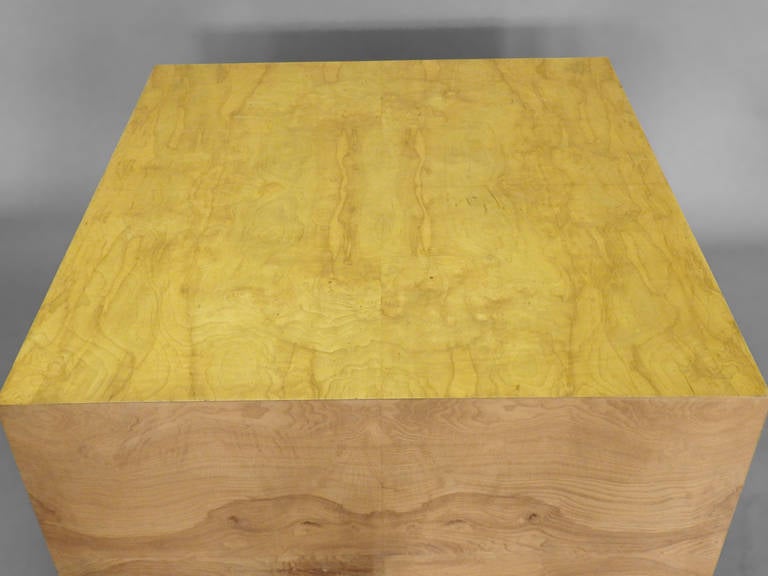 Milo Baughman Burl Wood Display Cube Coffee Table In Excellent Condition In Ferndale, MI