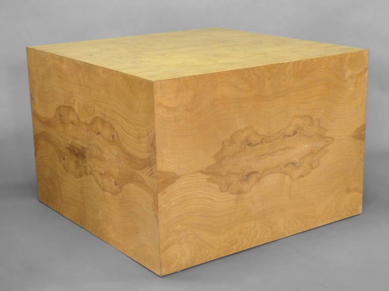 Late 20th Century Milo Baughman Burl Wood Display Cube Coffee Table
