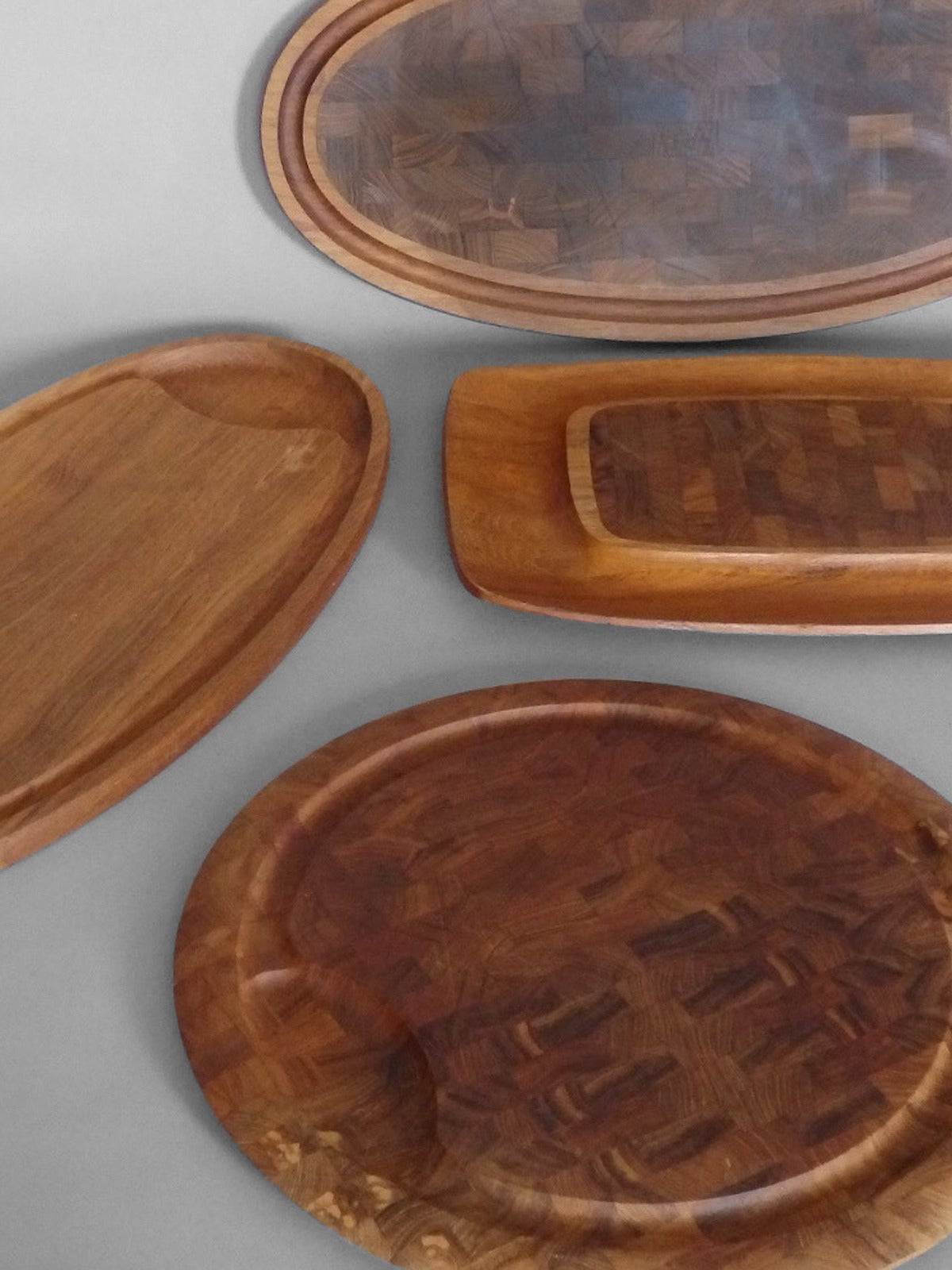 Danish Collection of Dansk Teak Rosewood Cutting Board Trays