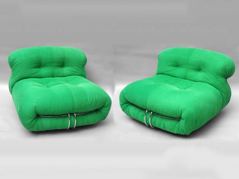 Italian Pair of Sorianna Chairs by Tobia Scarpa for Cassina