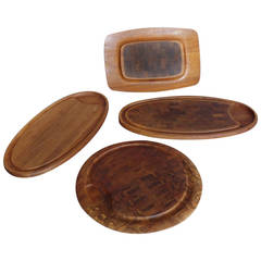 Collection of Dansk Teak Rosewood Cutting Board Trays 11