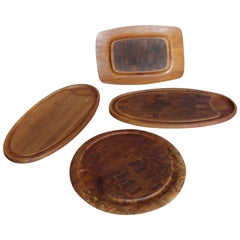 Retro Collection of Dansk Teak Rosewood Cutting Board Trays