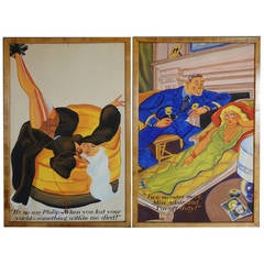 Pair of 1950s Esquire Style Risque Original Watercolors 11