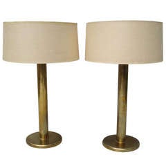 Pair of Brass Moderne Table Lamps by Walter Von Nessen