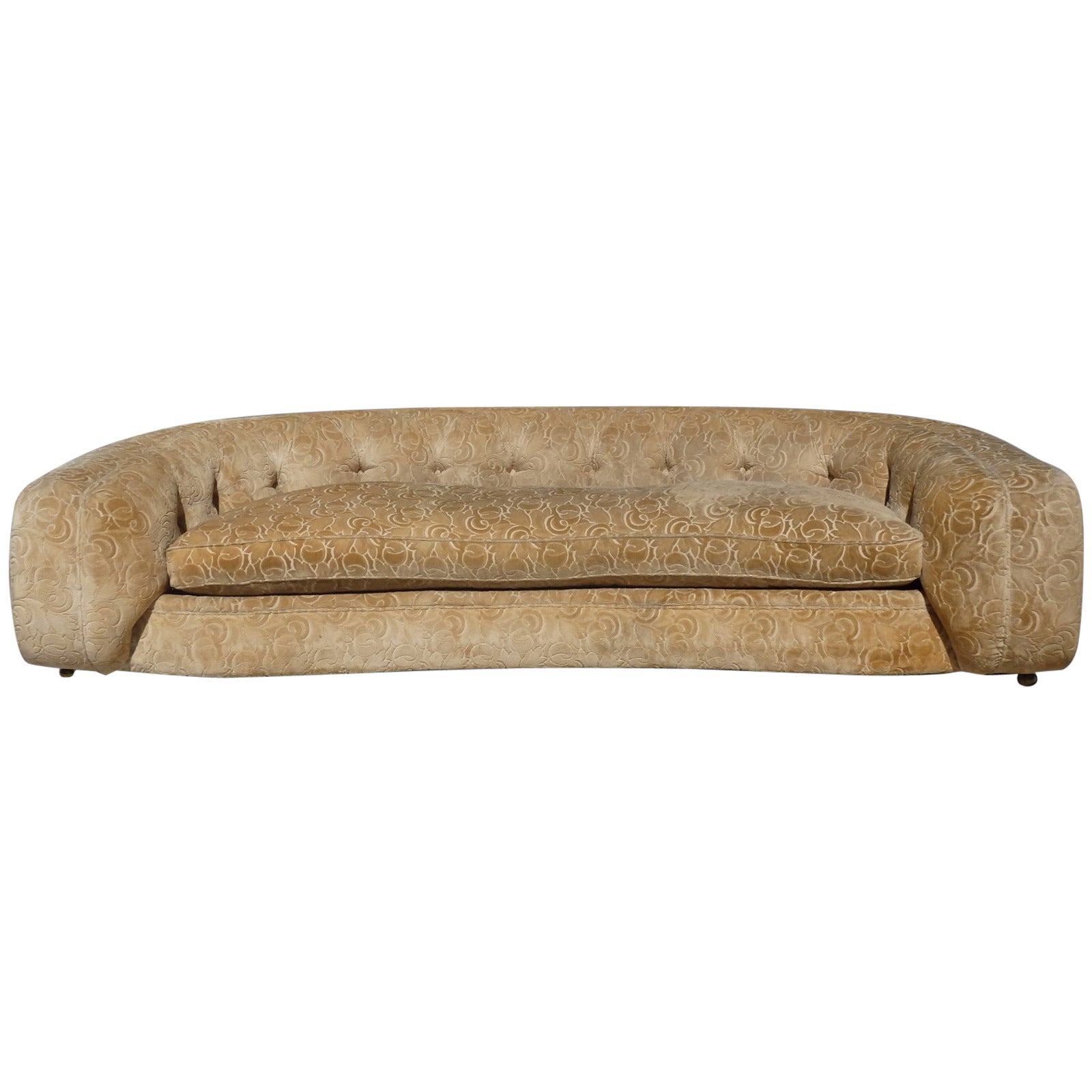 Sumptuous and Dramatic  Down Cushion Curved Couch in the style of Jean Royere
