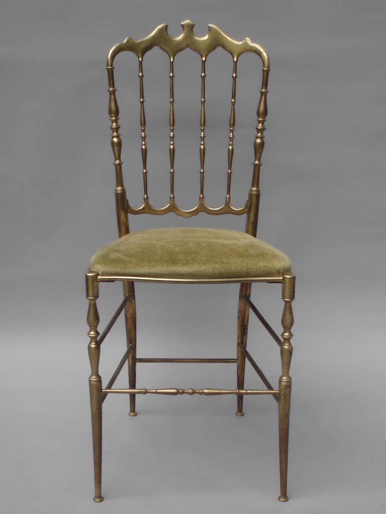Brass Italian Occasional Chair In Excellent Condition In Ferndale, MI