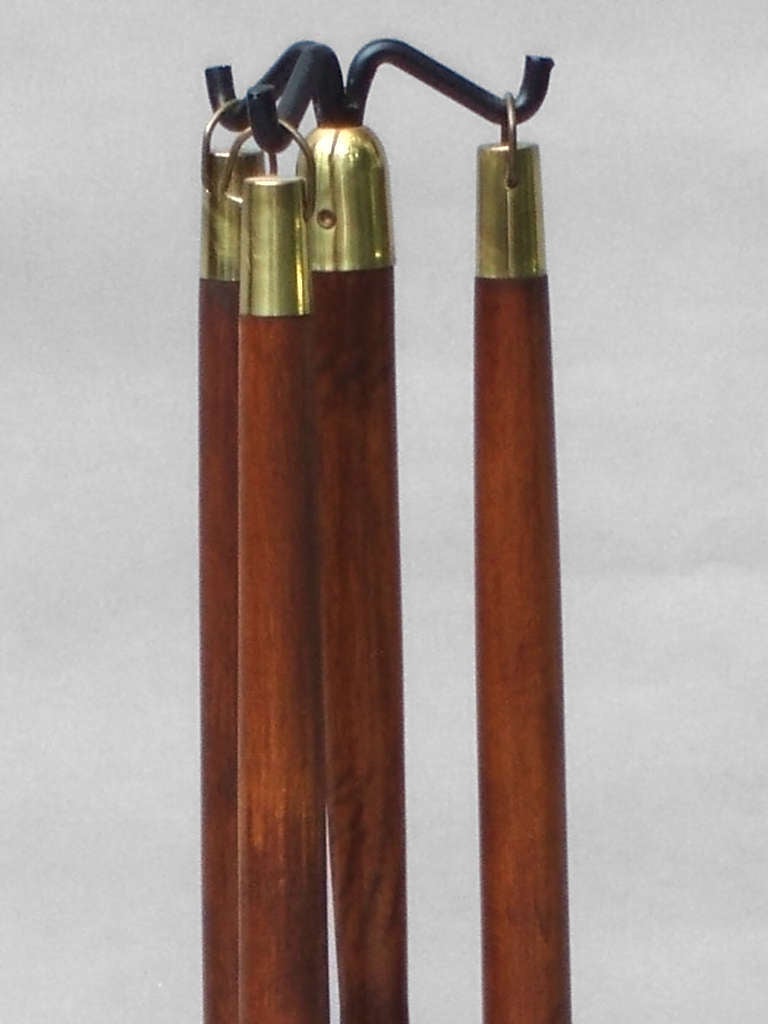 Mid-20th Century Wrought Iron with Wood Handle Fire Tools In the Style of George Nelson