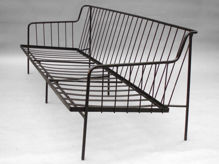 Welded Rare Wrought Iron Couch with Matching Chair by George Nelson