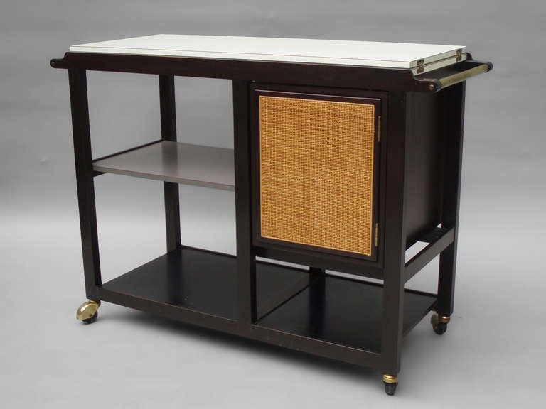 Flip Top Drinks Trolley Serving Cart by Edward Wormley for Dunbar. Top Flips Over to 72