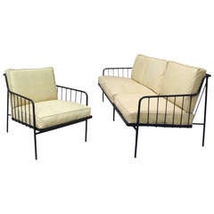 Rare Wrought Iron Couch with Matching Chair by George Nelson
