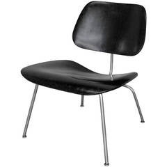 Eames Ebonized Lounge Chair with Chrome Legs LCM