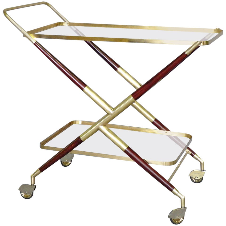 Brass and Mahogany Drinks Cart by Cesare Lacca