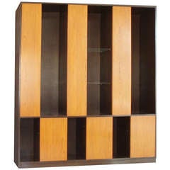 Large Alternating Door Cabinet with Glass Shelves by Harvey Probber for Probber 11