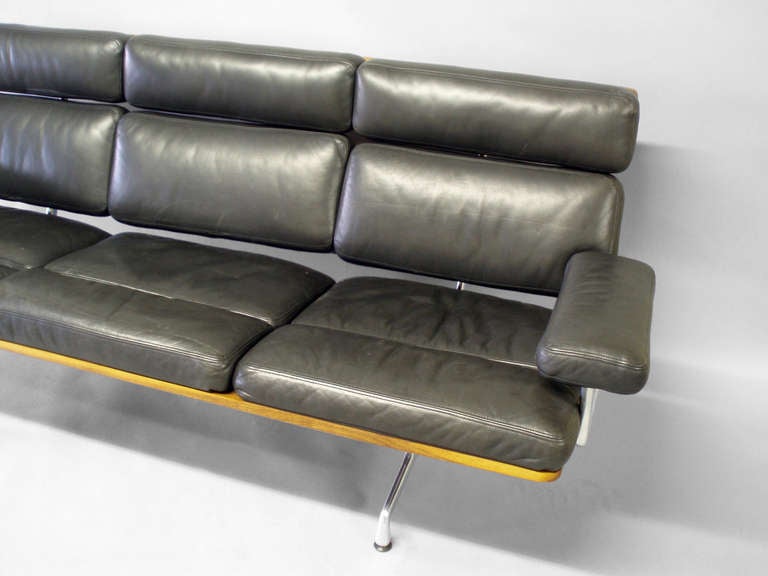 American Black Leather Couches by Charles and Ray Eames