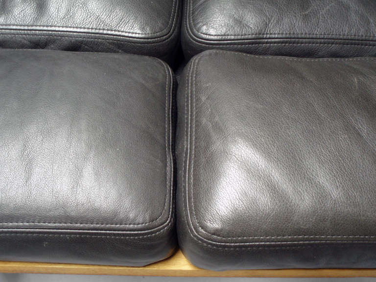 Black Leather Couches by Charles and Ray Eames In Excellent Condition In Ferndale, MI