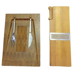 Danish Teak Cutting Board with Knife by Digsmed and Nissen