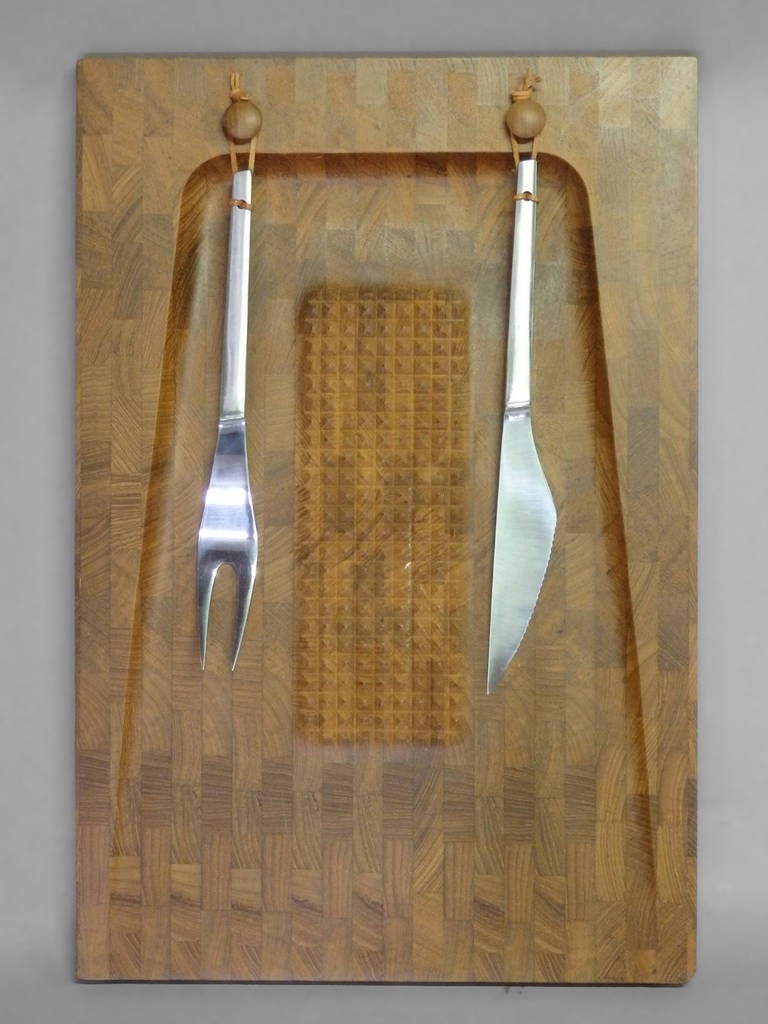 Danish Teak Cutting Board with Knife by Digsmed and Nissen at 1stDibs