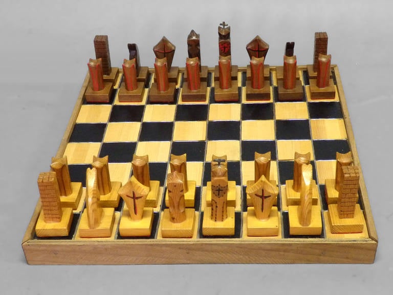 Folk Art Jail House Style Chess Set