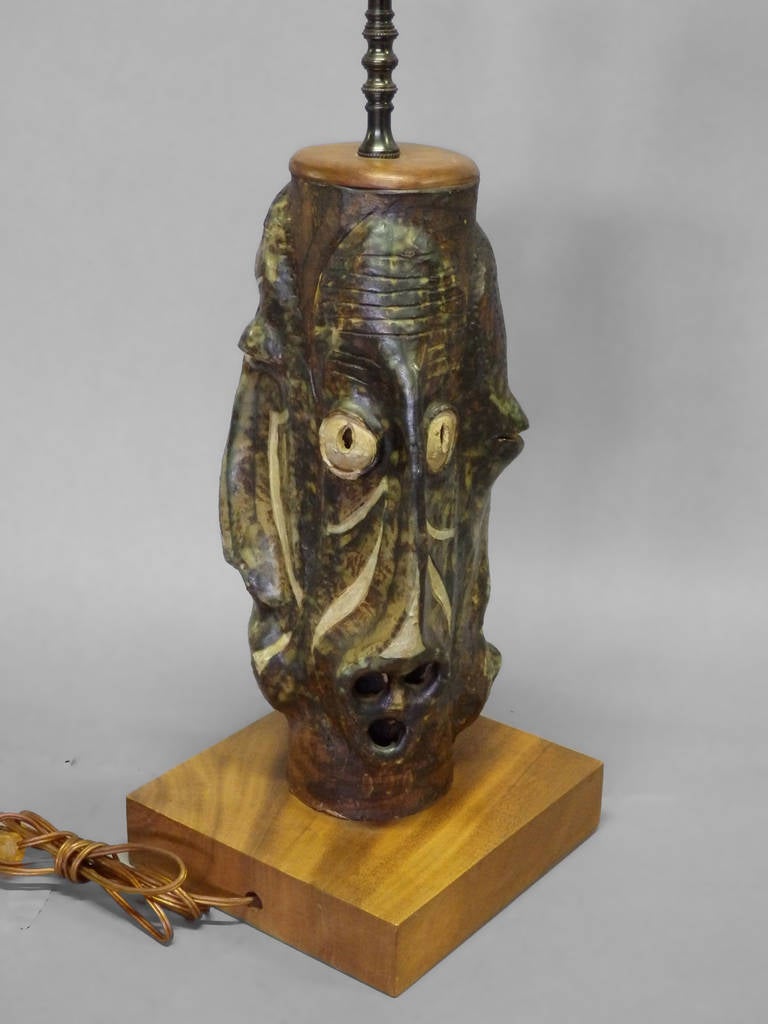 American Three Face Grotesque Table Lamp For Sale