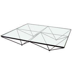 Wrought Iron with Glass Geometric Theme Coffee Table by Paolo Piva