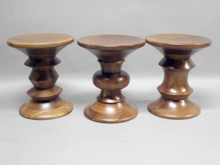 Three Eames Walnut Time Life Stools by Charles and Ray Eames for Herman Miller. $1100.00 each stool