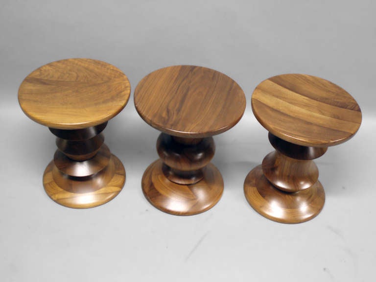 Three Eames Walnut Time Life Stools by Charles and Ray Eames In Excellent Condition In Ferndale, MI