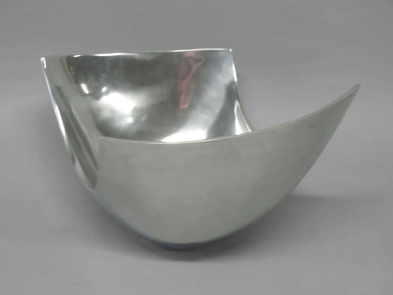 American Large Polished Steel Bowl by Michael Lax