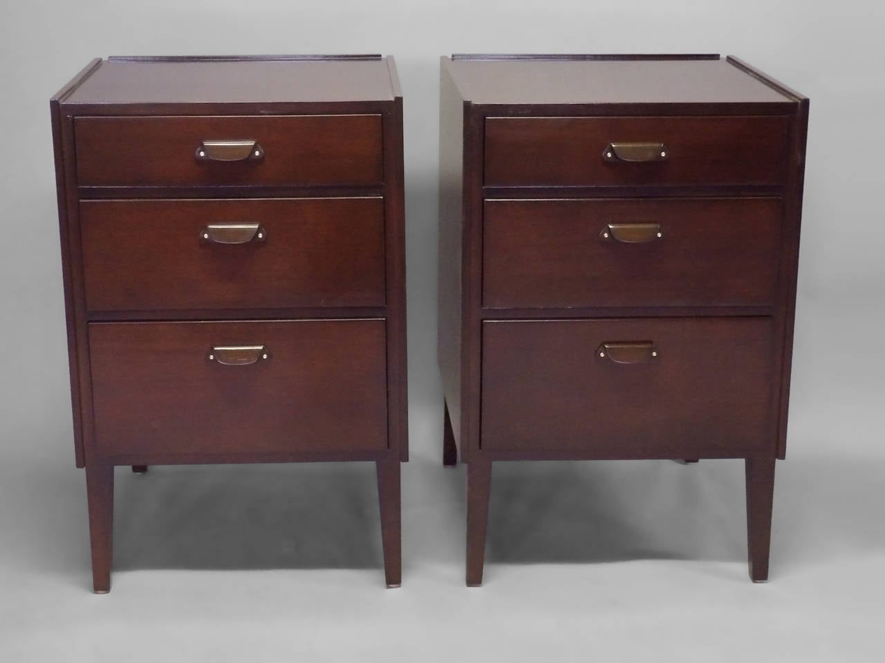 Mid-Century Modern Pair of Edward Wormley for Dunbar Angle Front Nightstands