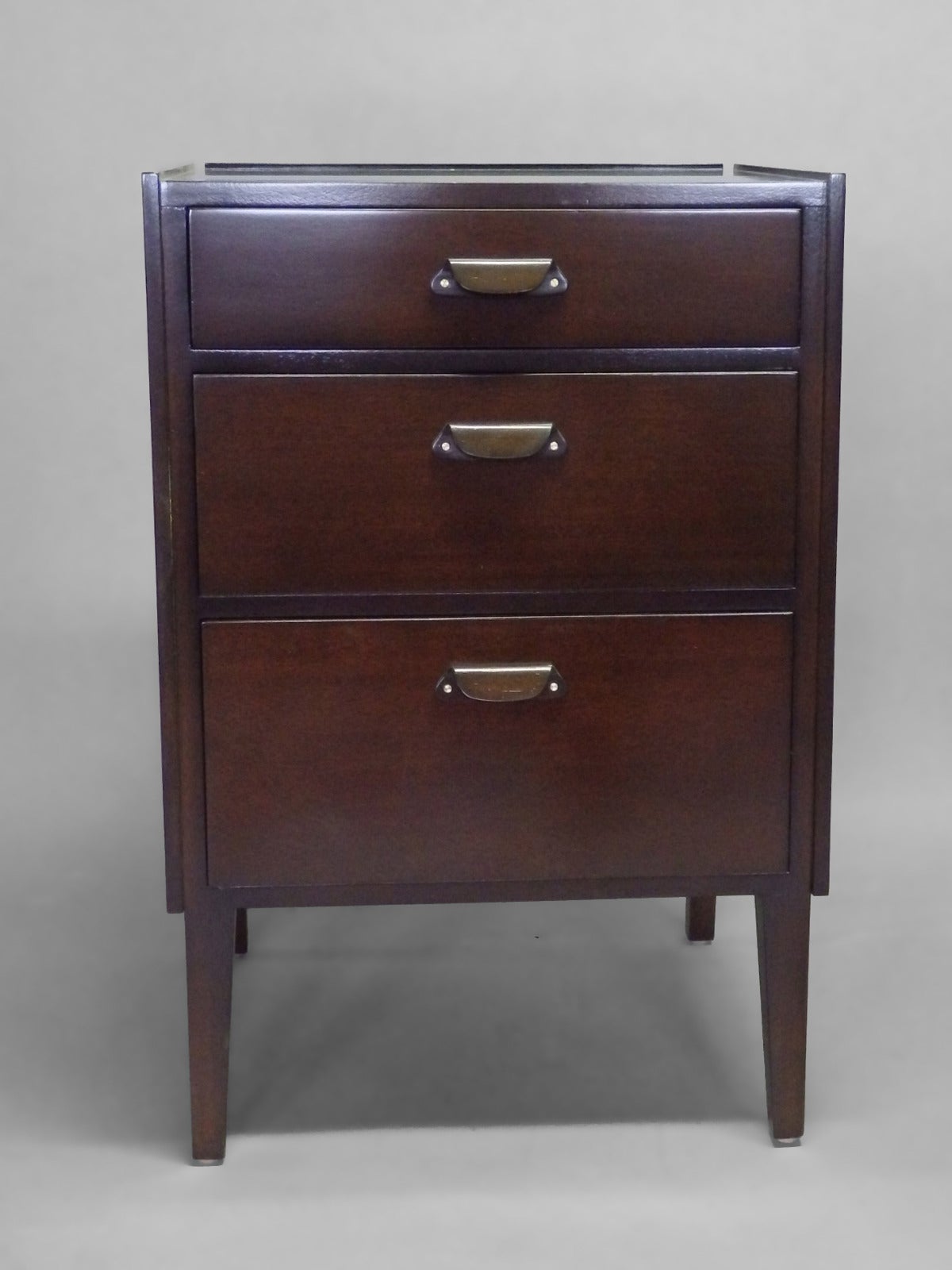 Lacquered Pair of Edward Wormley for Dunbar Angle Front Nightstands