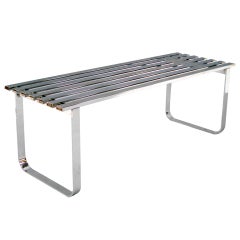 Chrome Slat Bench in the Style of Milo Baughman
