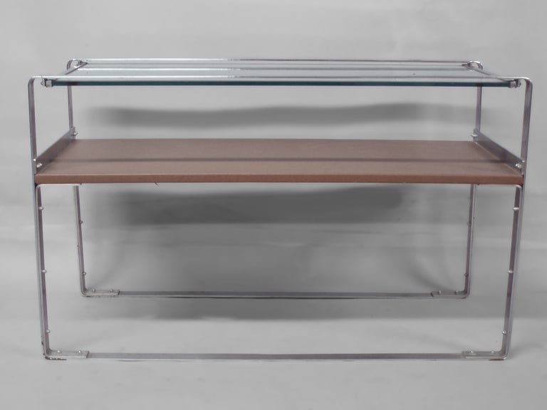 American Art Deco Machine Age Donald Deskey style Chrome Sofa Table Console For Sale