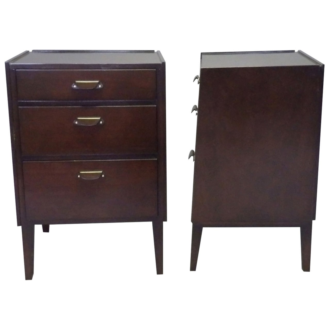 Pair of Edward Wormley for Dunbar Angle Front Nightstands