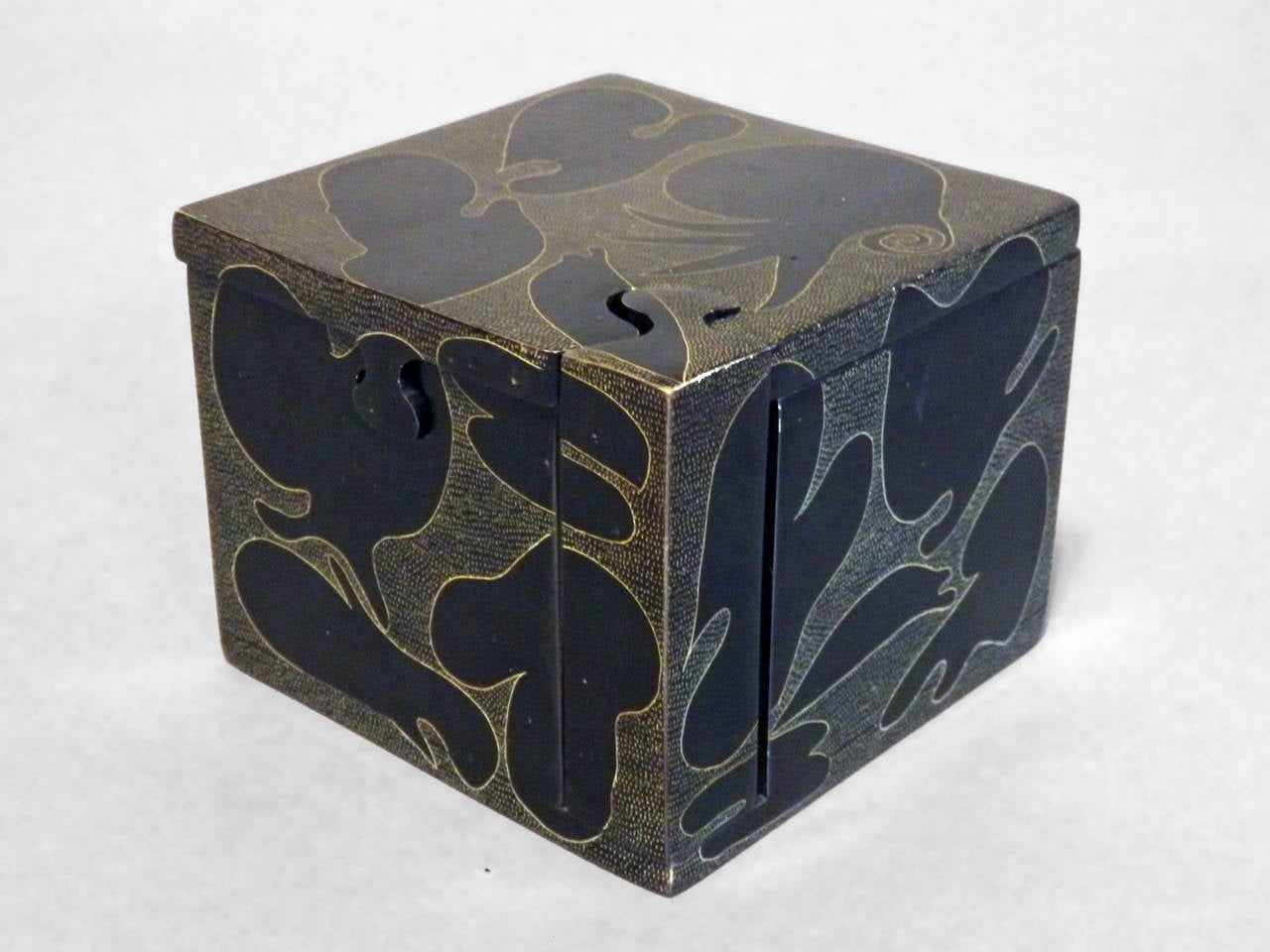 Decorated stone puzzle box.