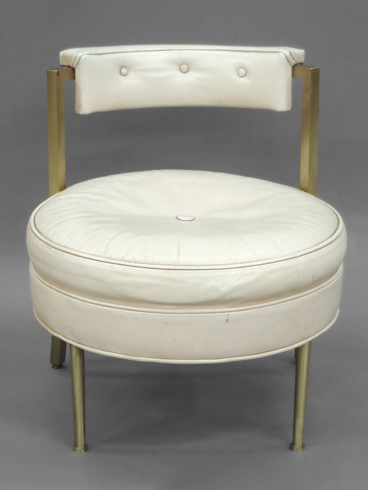Leather with Brass Leg Vanity or Boudoir Stool