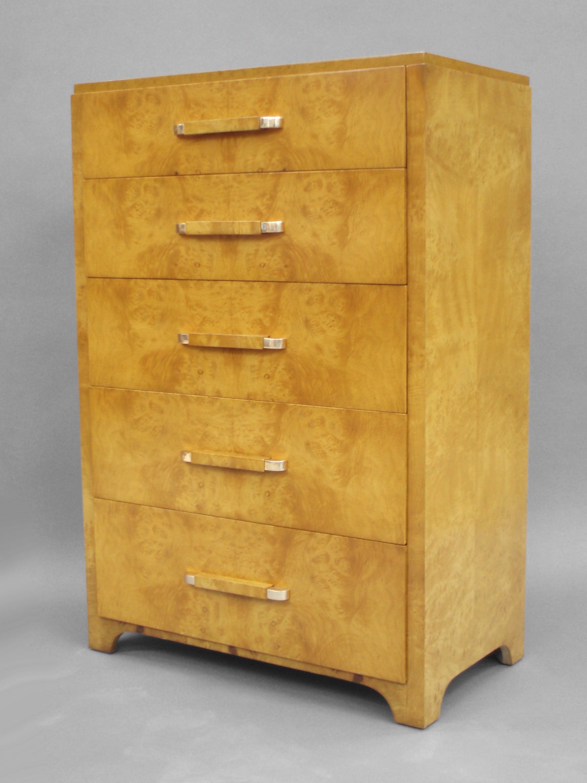 American Art Deco Moderne Burl Wood Chest of Drawers Attributed to Donald Deskey