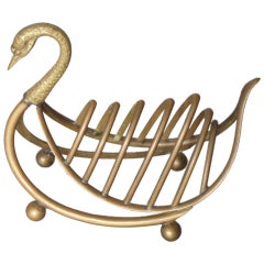 Gio Ponti Style Brass Swan Desk Top Letter Holder