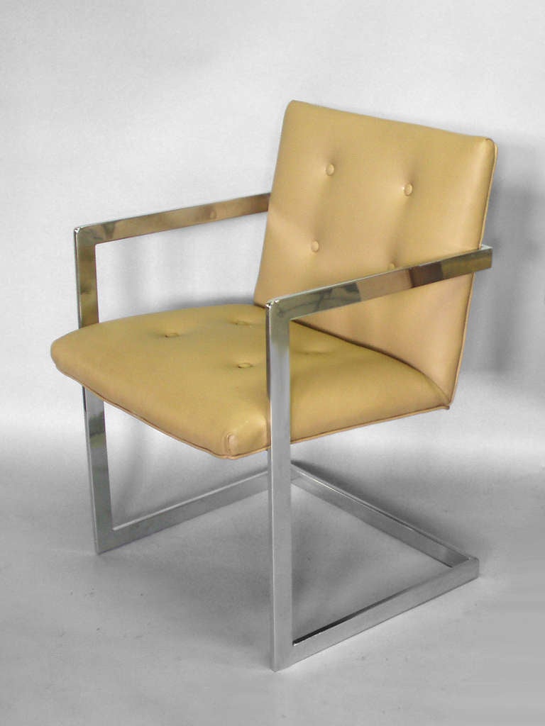 Set of Six Stainless Steel Frame Dining Chairs at 1stDibs