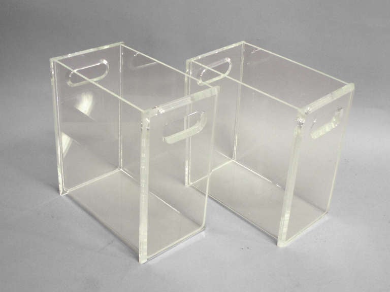 Pair of Lucite Trash Cans