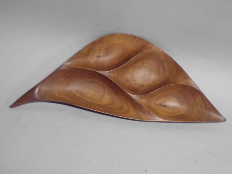 Mid-Century Modern Pair of carved Wood Bowls by Emil Milan For Sale