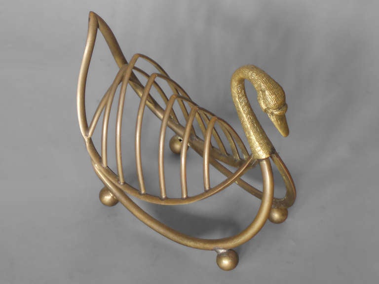 Italian Gio Ponti Style Brass Swan Desk Top Letter Holder
