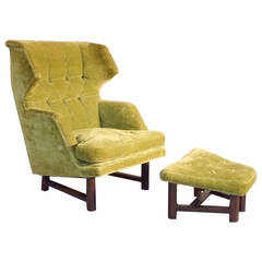 Best Edward Wormley Large Lounge Chair with Ottoman