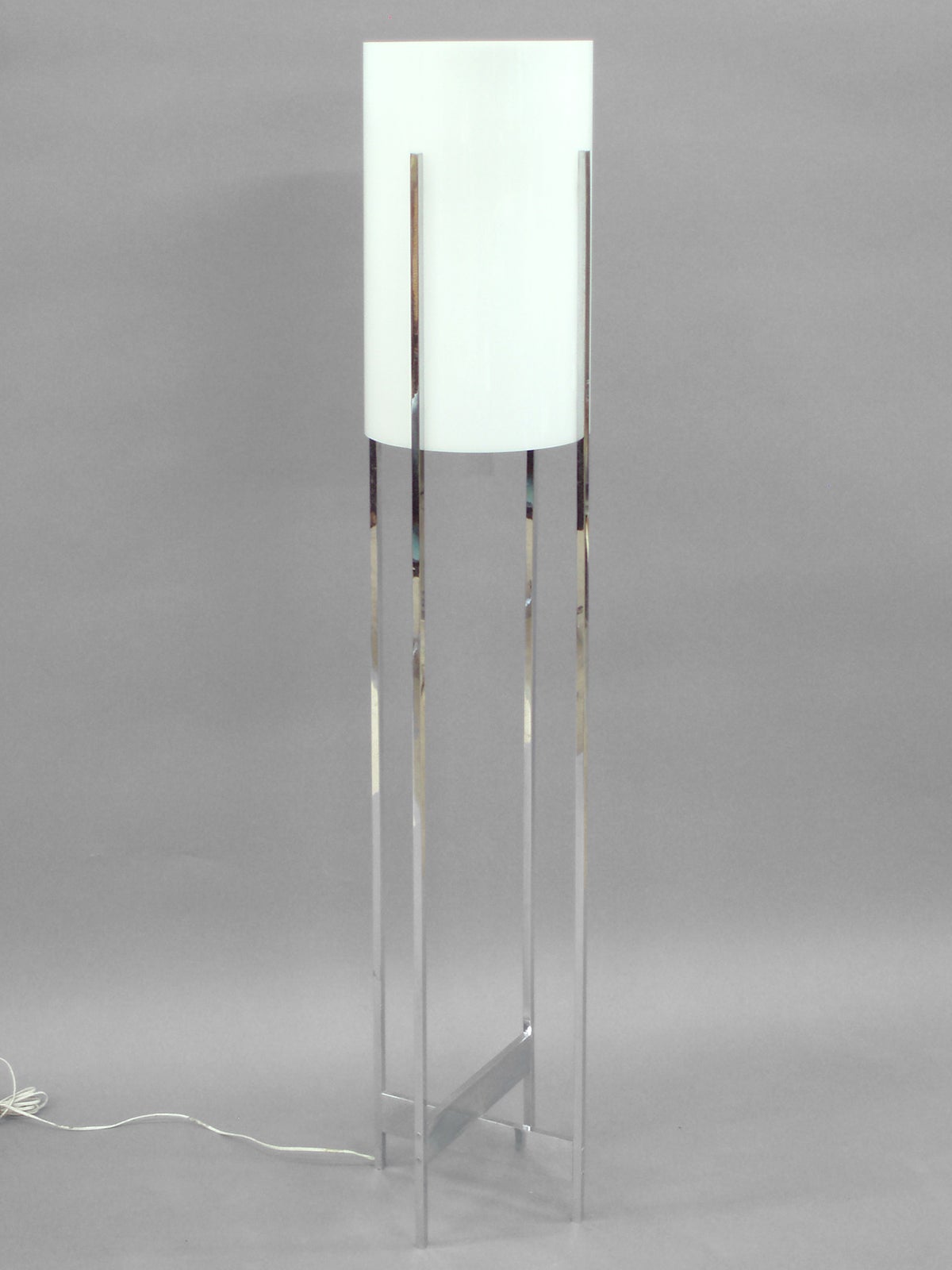Architect Inspired Chrome Base Floor Lamp with Lucite Cylinder Shade by Habitat