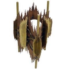 Brutalist Torch Cut Brass Table Lamp by Silas Seandel